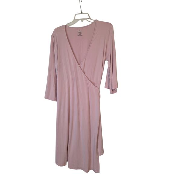 Caden Lane Pink Wrap Bamboo Blend Bathrobe Maternity OS Belted - Picture 1 of 3